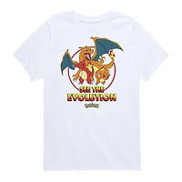 Charmander Evolutions Little & Big Kid Boys Crew Neck Short Sleeve Regular Fit Pokemon Graphic T-Shirt