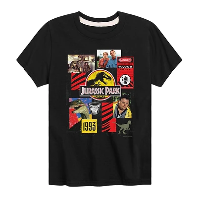 Dinosaur Velociraptor Collage Little & Big Kid Boys Crew Neck Short Sleeve Regular Fit Jurassic World Graphic T-Shirt