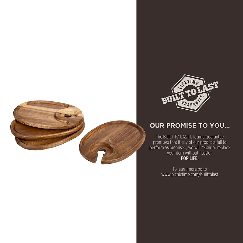 Picnic Time Wood 4-pc. Appetizer Plate