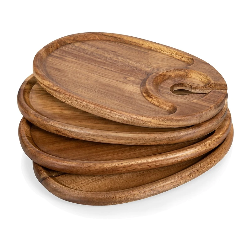 Picnic Time Wood 4-pc. Appetizer Plate