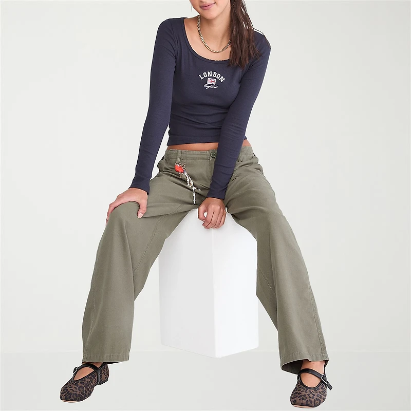 AEROPOSTALE Womens Juniors Scoop Neck Long Sleeve T-Shirt
