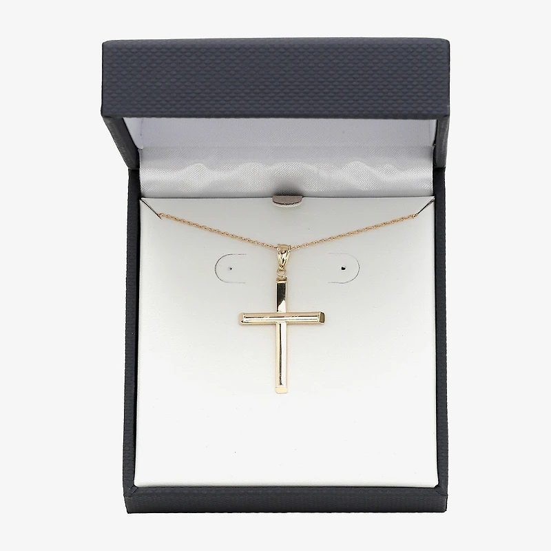 Mens 14K Gold Cross 22 Inch Pendant Necklace