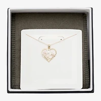 "Mom" Womens 10K Tri-Color Gold Heart 18 Inch Pendant Necklace