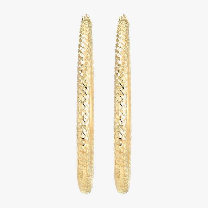 14K Yellow Gold Diamond-Cut 50mm Hoop Earrings