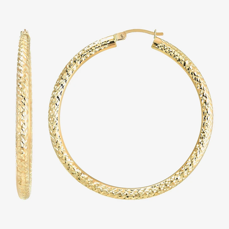 14K Yellow Gold Diamond-Cut 50mm Hoop Earrings