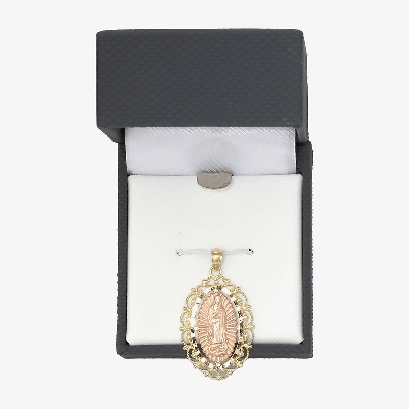 Womens 14K Gold Lady of Guadalupe Oval Pendant