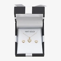 Girls Cubic Zirconia 14K Gold Heart 2-pc. Jewelry Set