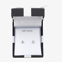 Cubic Zirconia Stud Earrings, 10K Gold Round