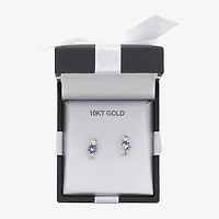 Blue Crystal 10K Gold 9mm Stud Earrings