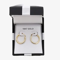 Womens White Crystal 10K Gold 18mm Round Hoop Earrings