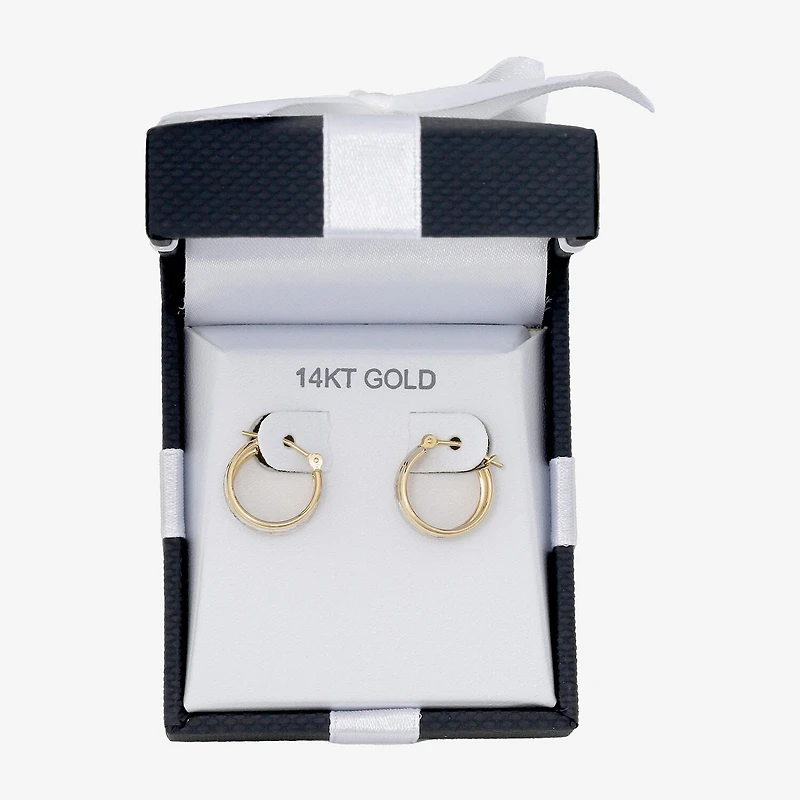 14K Two-Tone Gold 15mm Small Band Hoop Earrings