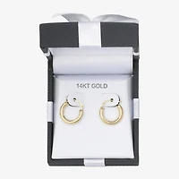 Womens 14K Gold 15mm Round Hoop Earrings