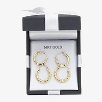 Womens 14K Gold Round Hoop Earrings