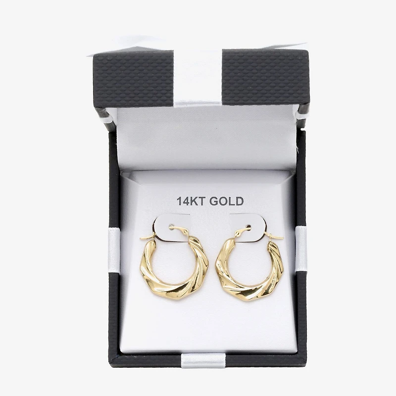 Womens 14K Gold 20mm Round Hoop Earrings