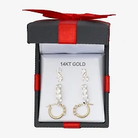 Womens 3 Pair Cubic Zirconia 14K Gold Earring Set