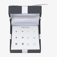 14K Gold & Cubic Zirconia Ball 6-pr. Earring Set