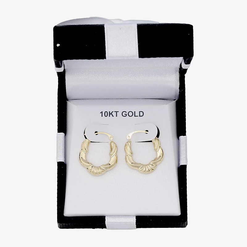 Womens 10K Gold 20.6mm Flower Hoop Earrings