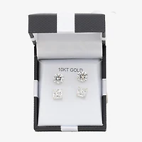 Womens Cubic Zirconia 10K Gold 2 Pair Earring Set