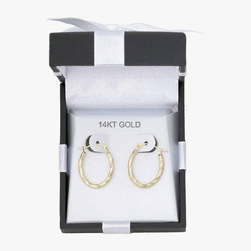 Womens 14K Gold 18mm Oval Hoop Earrings