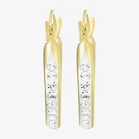 Womens White Crystal 14K Gold 15mm Round Hoop Earrings