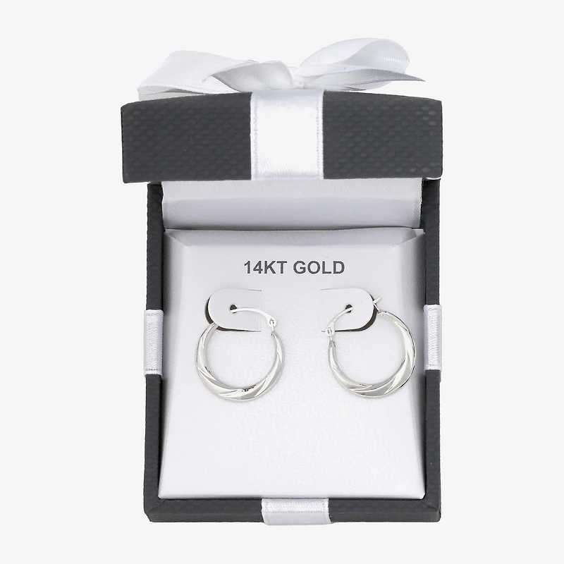 Womens 14K Gold 18mm Round Hoop Earrings
