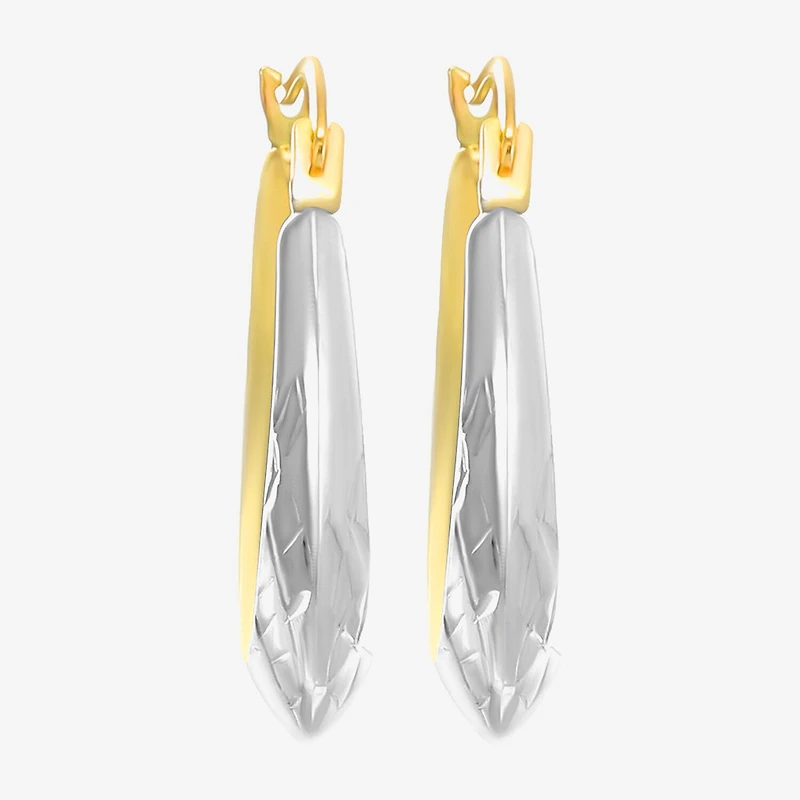 Womens 14K Two Tone Gold 20.9mm Round Hoop Earrings
