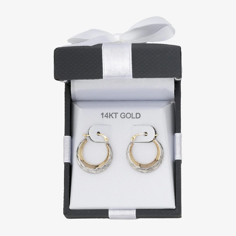 Womens 14K Two Tone Gold 20.9mm Round Hoop Earrings