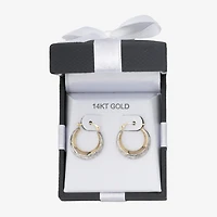 Womens 14K Two Tone Gold 20.9mm Round Hoop Earrings