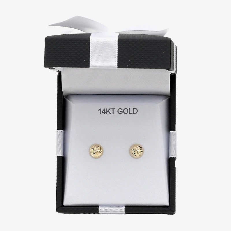 14K Gold 13mm Round Stud Earrings