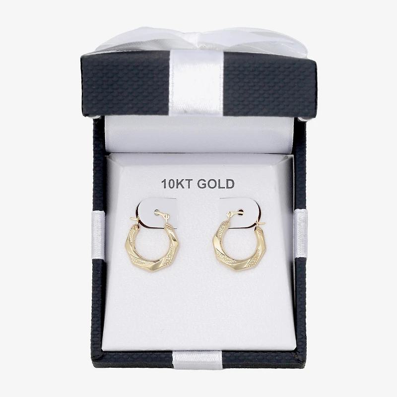 Womens 10K Gold 13mm Round Hoop Earrings