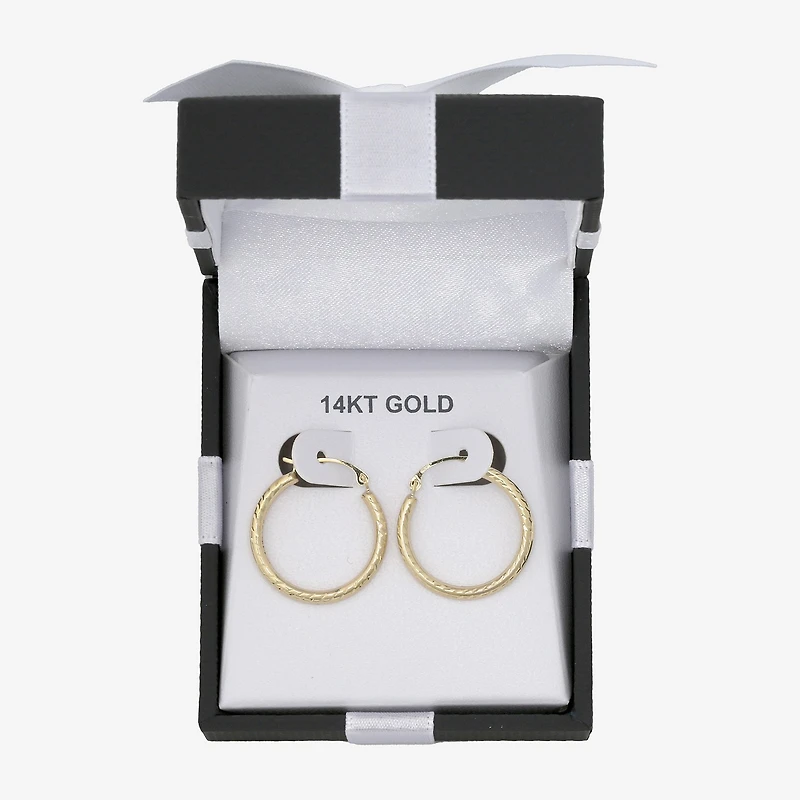 Womens 14K Gold 20mm Round Hoop Earrings