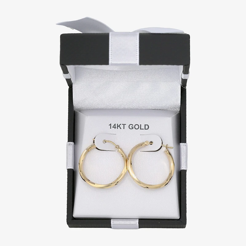 14K Yellow Gold 25mm Twist Hoop Earrings