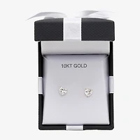 Heart Cubic Zirconia 10K Gold Stud Earrings