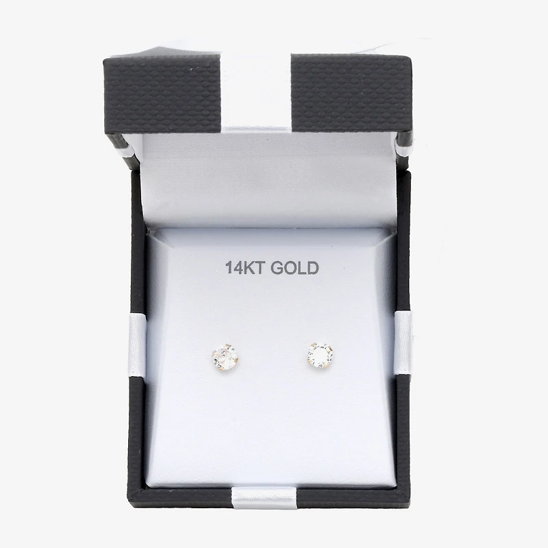 Cubic Zirconia 14K Gold 5mm Round Stud Earrings