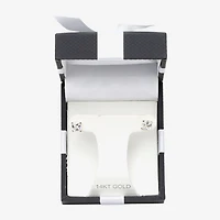 Cubic Zirconia 14K Gold 5mm Square Stud Earrings