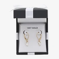 Womens Cubic Zirconia 14K Gold Heart Drop Earrings