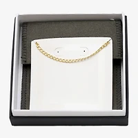 Womens 10K Gold 9 Inch Hollow Curb Ankle Bracelet