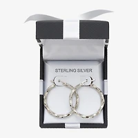 Womens Sterling Silver 30mm Round Hoop Earrings