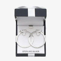 Womens Cubic Zirconia Sterling Silver 34mm Round Hoop Earrings