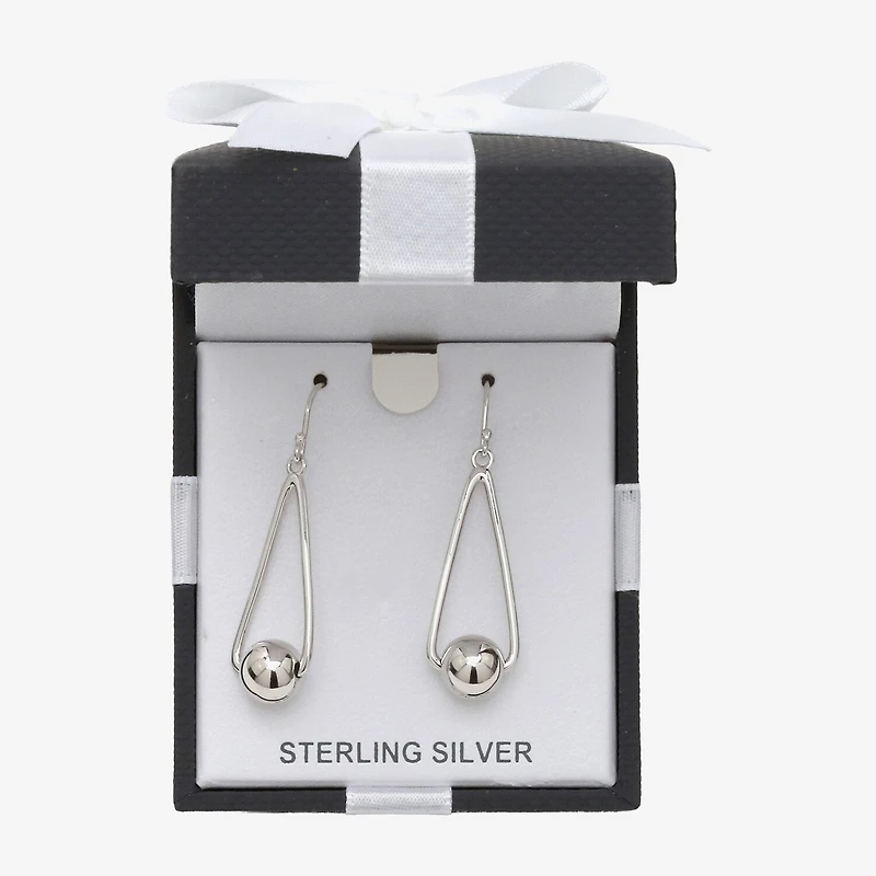 Womens Sterling Silver Ball Round Drop Earrings