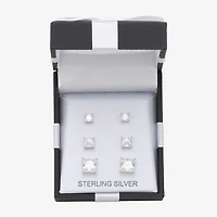 Womens Cubic Zirconia Sterling Silver Round Pair Earring Set