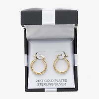Womens 24K Gold Over Silver 18mm Round Hoop Earrings