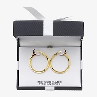 Womens 24K Gold Over Silver 30.7mm Round Hoop Earrings