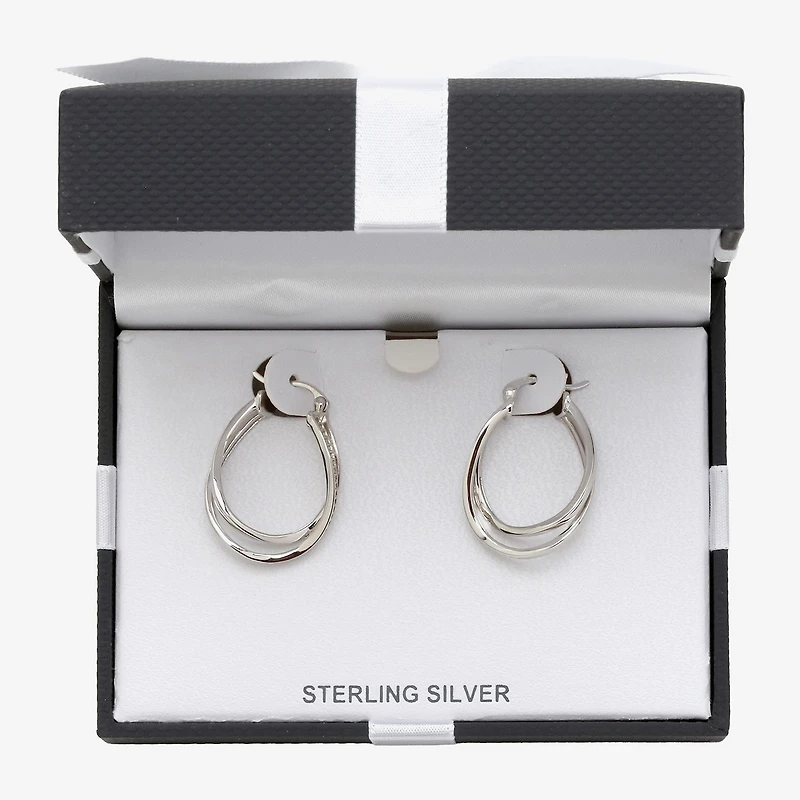 Womens Cubic Zirconia Sterling Silver 28mm Round Hoop Earrings
