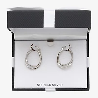 Womens Cubic Zirconia Sterling Silver 28mm Round Hoop Earrings