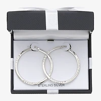 Womens Sterling Silver 45mm Round Hoop Earrings