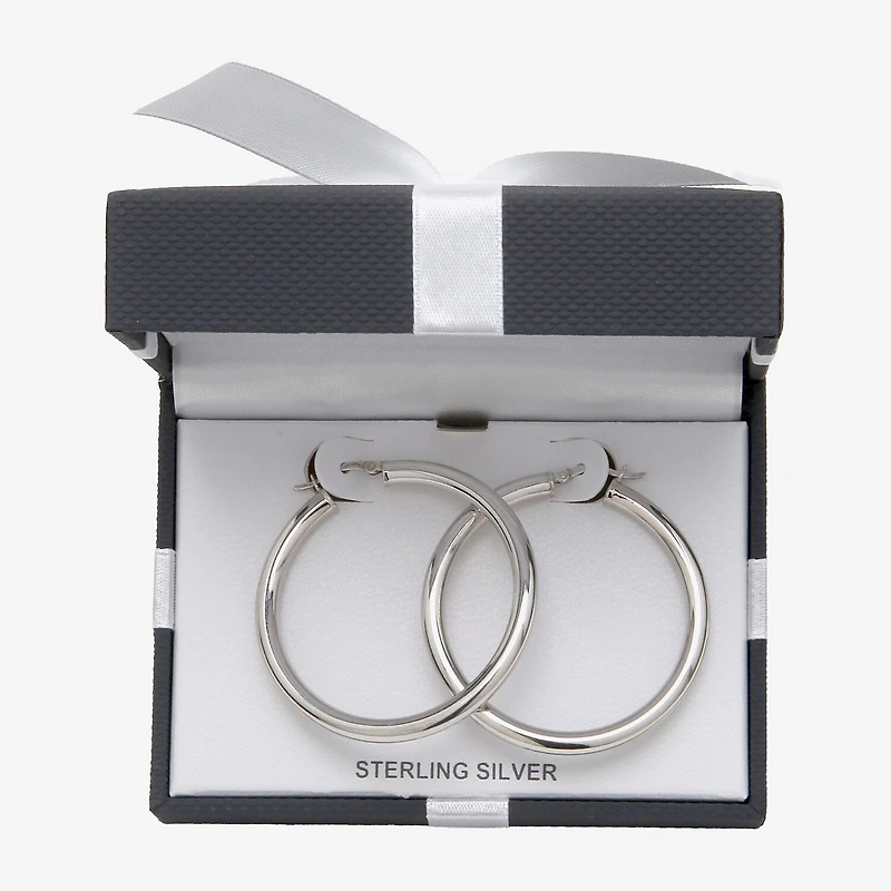 Womens Sterling Silver 44.5mm Round Hoop Earrings