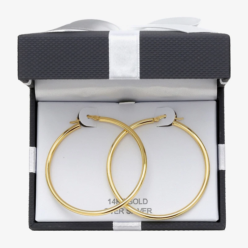 Womens 14K Gold Over Silver 50mm Round Hoop Earrings