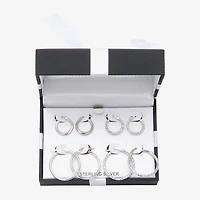 Womens Sterling Silver Round Pair Earring Set