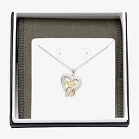 Diamonart "Mom" Womens White Cubic Zirconia Sterling Silver Heart 18 Inch Pendant Necklace